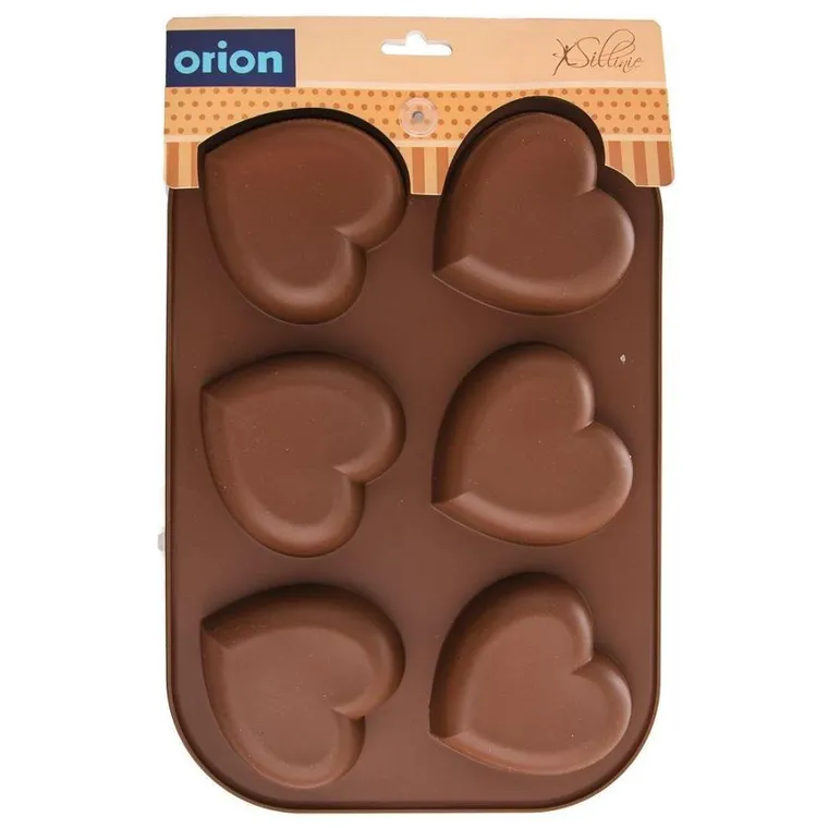 Orion, forma silikonowa do pieczenia muffinek, serce, 6 szt.