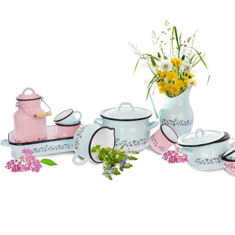 Orion, garnek emaliowany, kwiaty, 16 cm