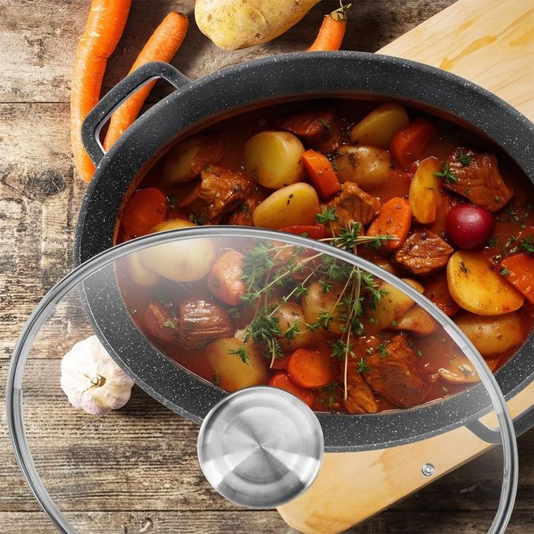 Orion, Grande, brytfanna granitowa z pokrywką, owalna, 12 l, 43,5-33,5 cm