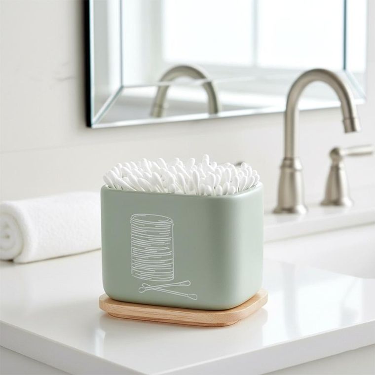 Orion, Greenish, pojemnik na patyczki i płatki kosmetyczne, zielony