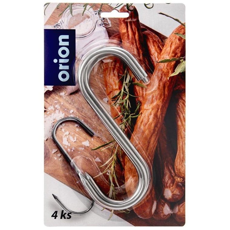 Orion, haczyk wędzarniczy, stalowy, 4 szt., 15-12 cm