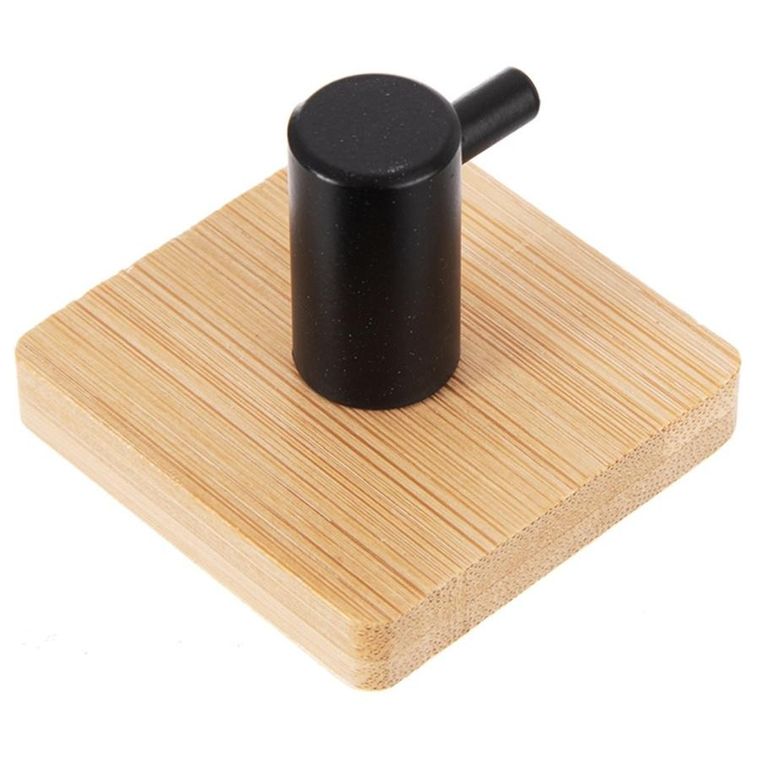 Orion, haczyk, wieszak samoprzylepny, drewniany, metalowy, czarny, 4,5-4,5 cm, 2 szt.