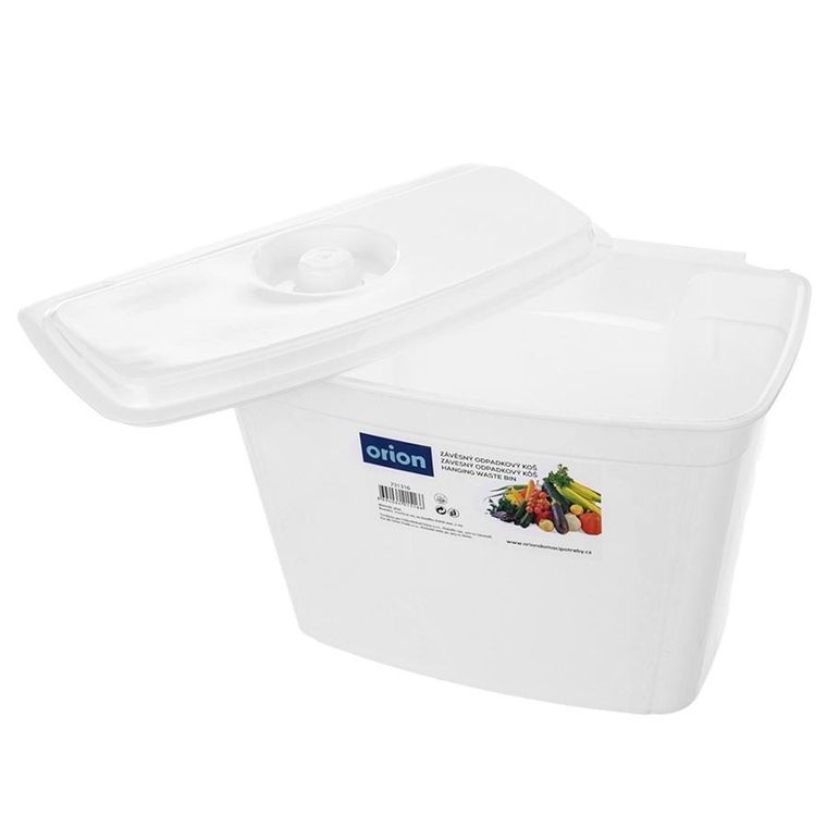 Orion, kosz na obierki, z pokrywką, na drzwi, biały, 4l