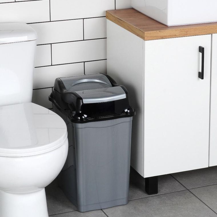 Orion, kosz na śmieci, plastikowy, szary, 28l