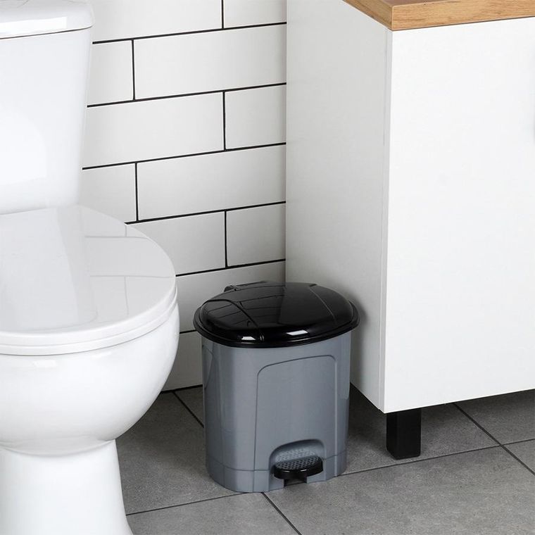 Orion, kosz na śmieci z pedałem plastikowy, szary, 5,5l