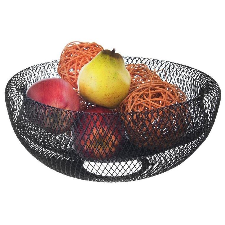 Orion, koszyk na owoce i warzywa, metalowy czarny, okrągła loft, 30 cm