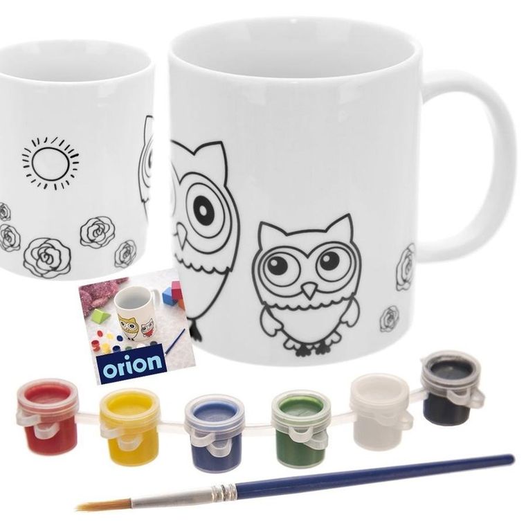 Orion, kubek do malowania z farbkami porcelanowy sowa, 330 ml