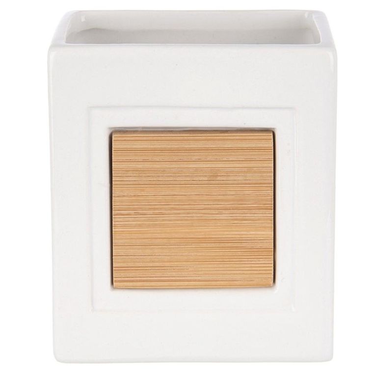 Orion, kubek łazienkowy, dolomitowy, bambusowy, biały