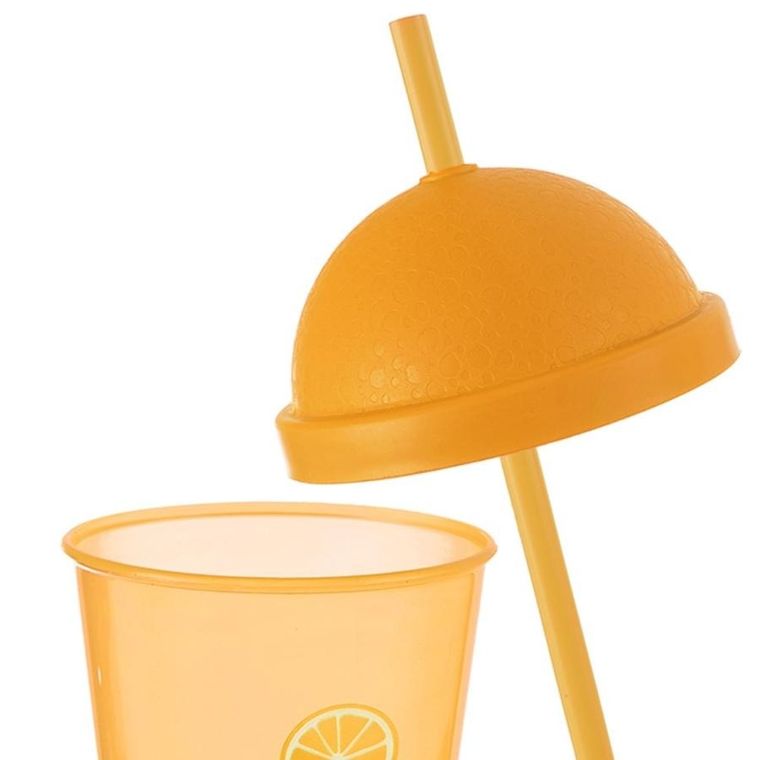 Orion, kubek plastikowy z pokrywką i słomką, 450 ml