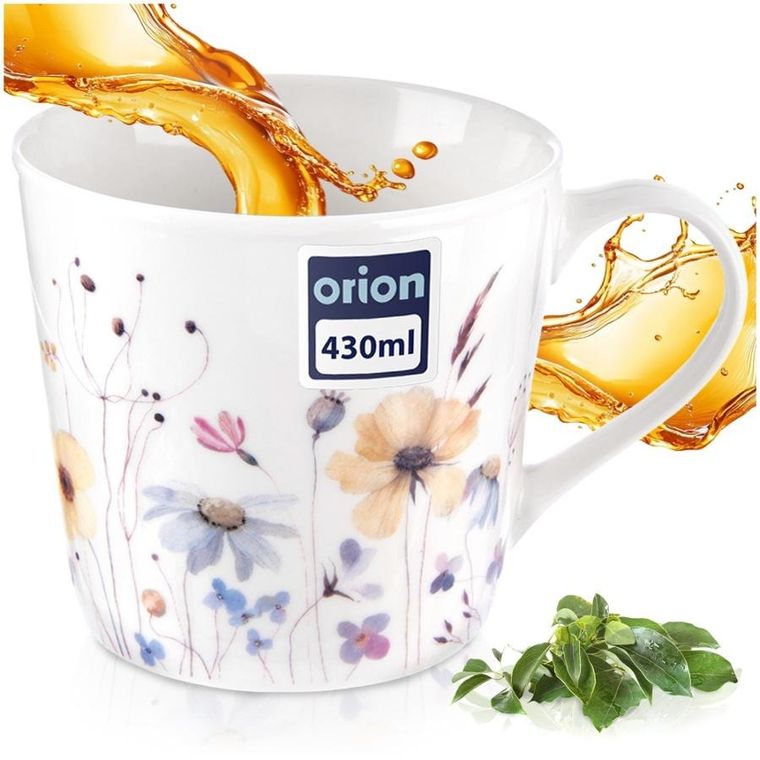 Orion, kubek porcelanowy, kwiaty, 430 ml