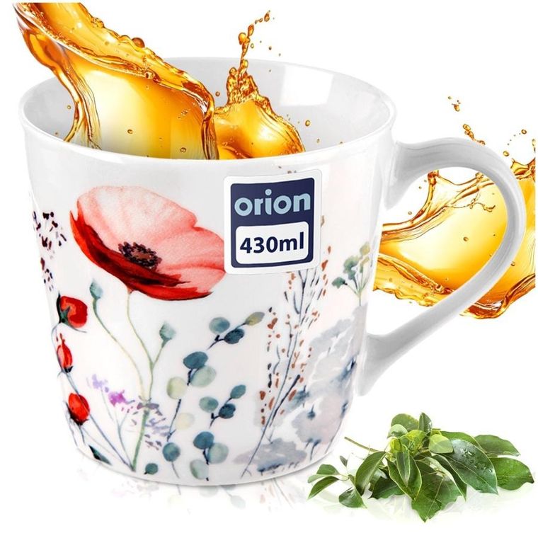 Orion, kubek porcelanowy, kwiaty maki, 430 ml