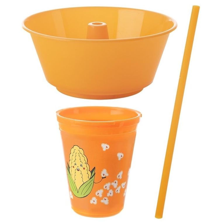 Orion, kubek z miską na popcorn, pomarańczowy, 500 ml