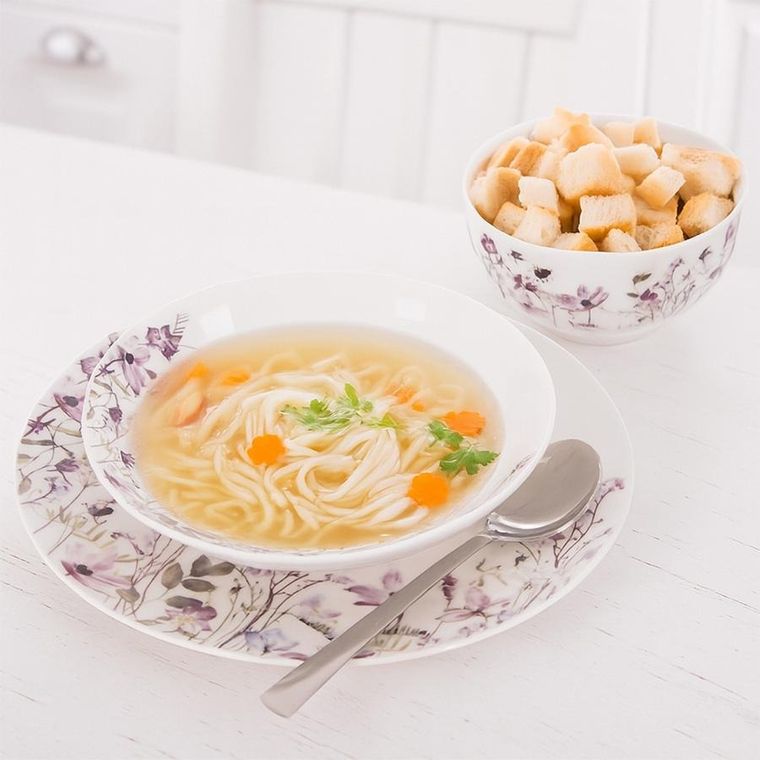 Orion, Louka, talerz obiadowy głęboki, porcelanowy, kwiaty, 20,5 cm