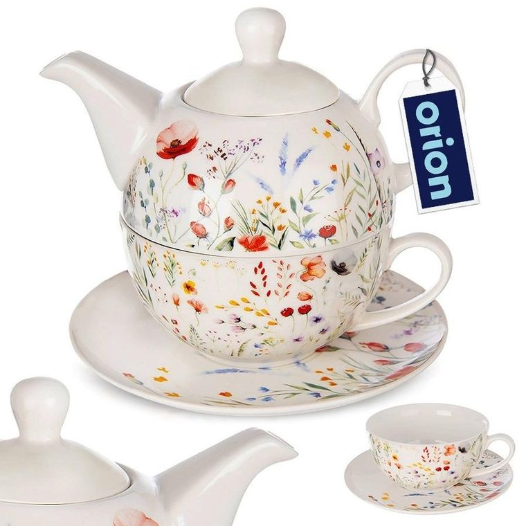 Orion, Maki, dzbanek z filiżanką do herbaty porcelanowy, 3 elementy