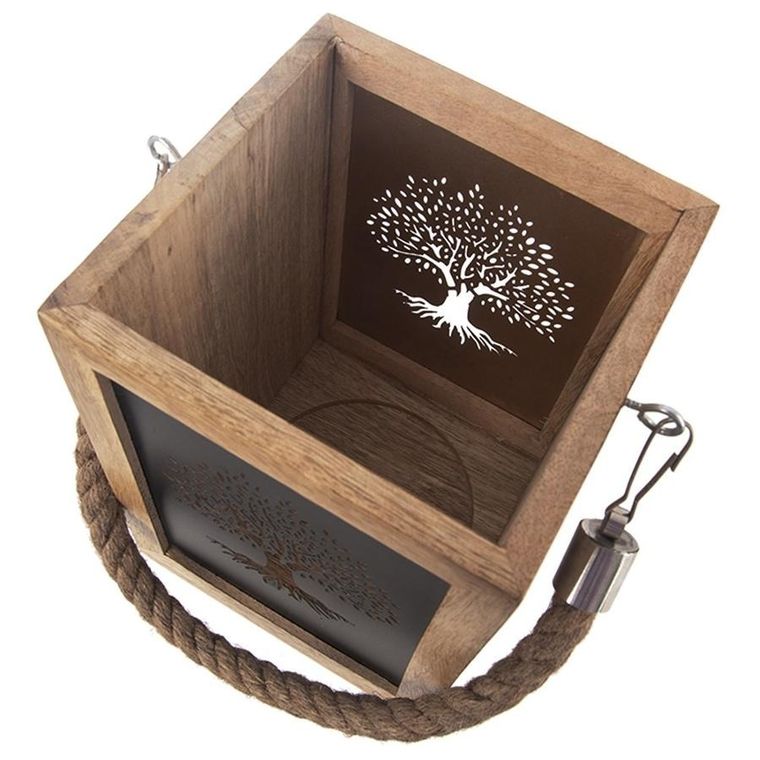 Orion, Mango, lampion na świeczkę, drewniany, 20 cm