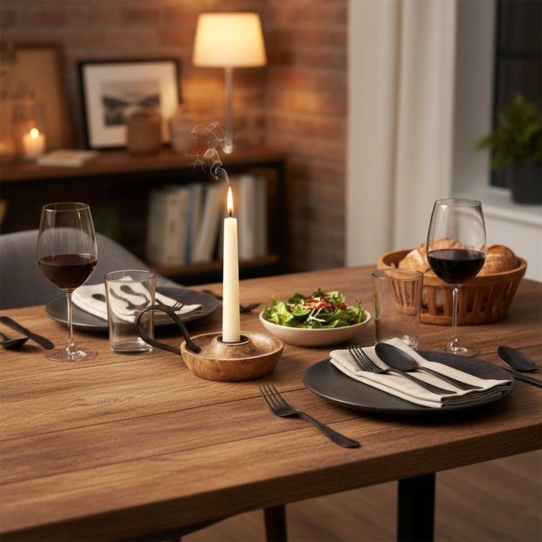 Orion, Mango, świecznik drewniany, 14-10-8,5 cm