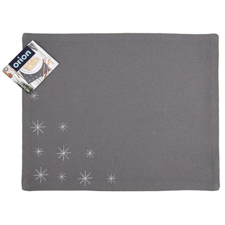 Orion, podkładka na stół bawełniana świąteczna, szara, płatek, 33,5-26 cm