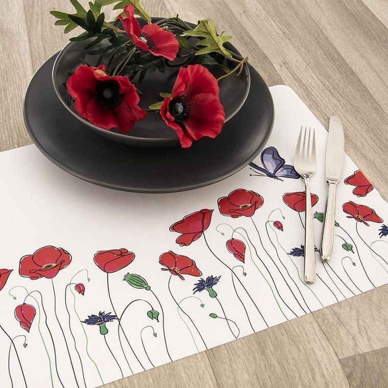 Orion, podkładka pod talerz, maki, 43-28 cm