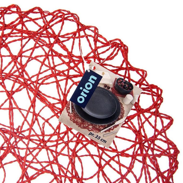 Orion, podkładka pod talerz sztućce, okrągła, czerwona, 35 cm