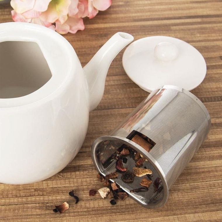 Orion, porcelanowy dzbanek z zaparzaczem do herbaty, biały, Mona, 700 ml