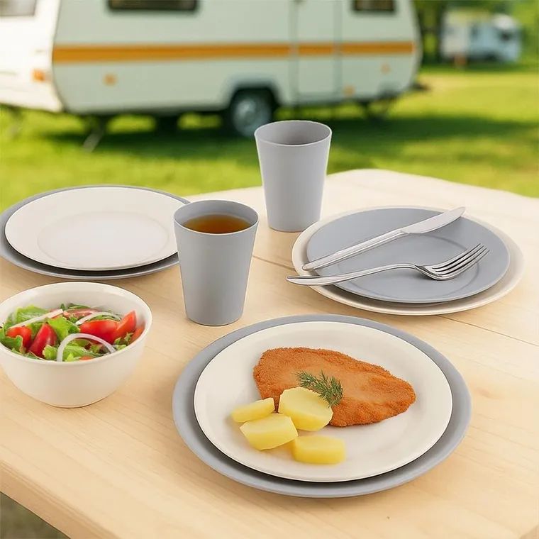 Orion, Sandy, talerze obiadowe, płytkie, plastikowe, szare, 23,5 cm, 6 szt.