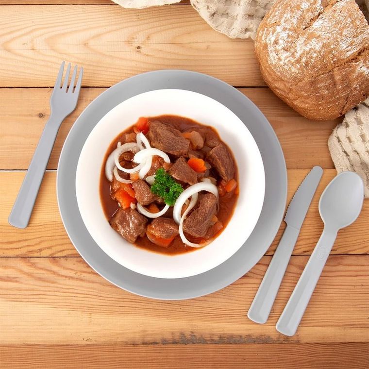 Orion, Sandy, widelce stołowe, plastikowe, szare, 18 cm, 6 szt.