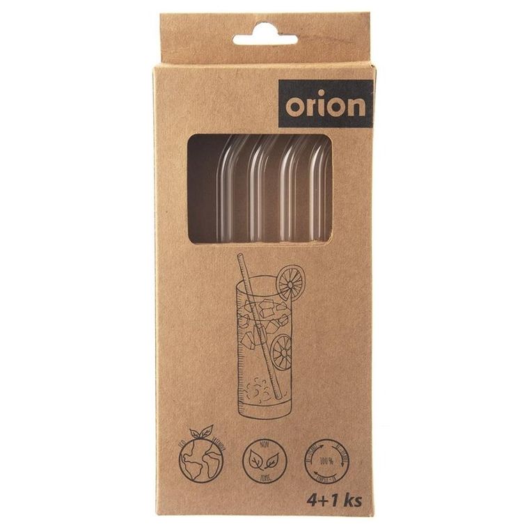 Orion, słomki do napojów, Szklane z czyścikiem, 20 cm, 5 elementów