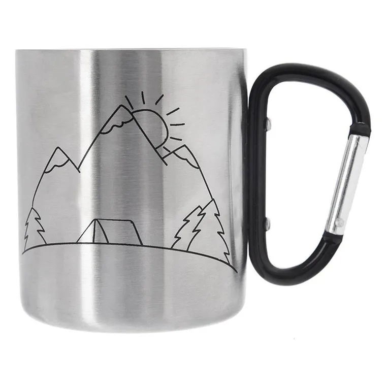 Orion, stalowy kubek turystyczny z karabińczykiem, 350 ml