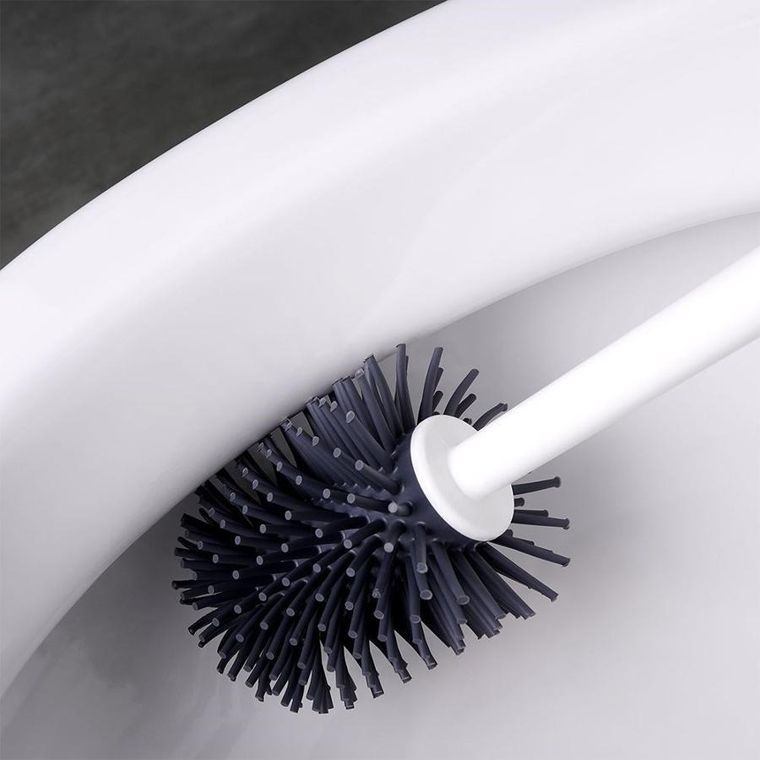 Orion, szczotka do toalety, silikonowa, ze stojakiem, biała