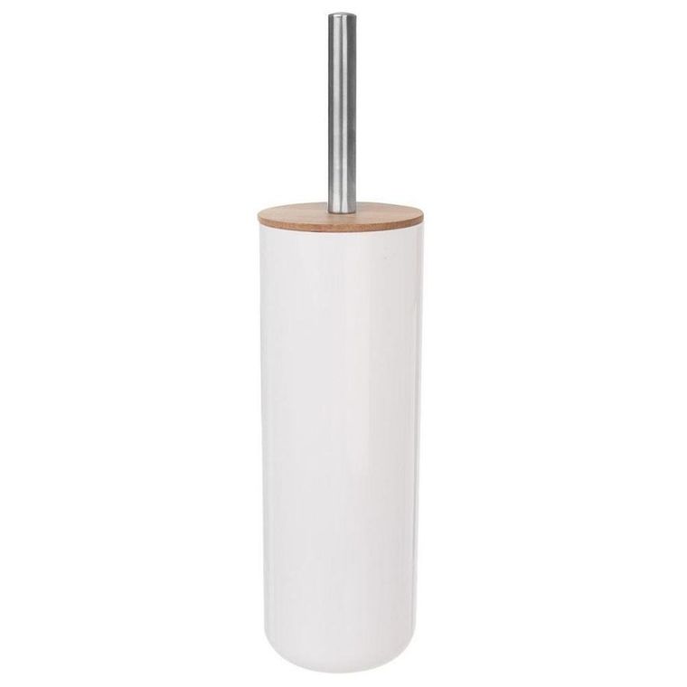 Orion, szczotka łazienkowa z pojemnikiem, biała bambusowa