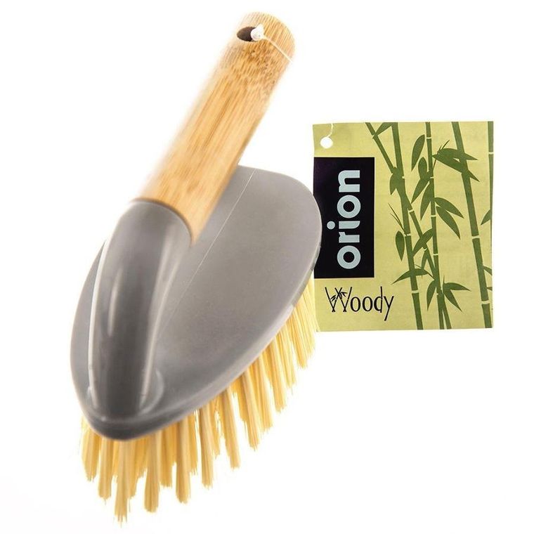 Orion, szczotka z uchwytem bambusowym do czyszczenia, szara, Woody