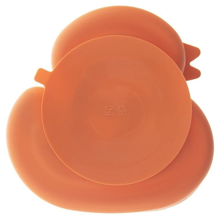 Orion, talerz dla dziecka, silikonowy, dzielony, pomarańczowa kaczka, 19,5-19 cm