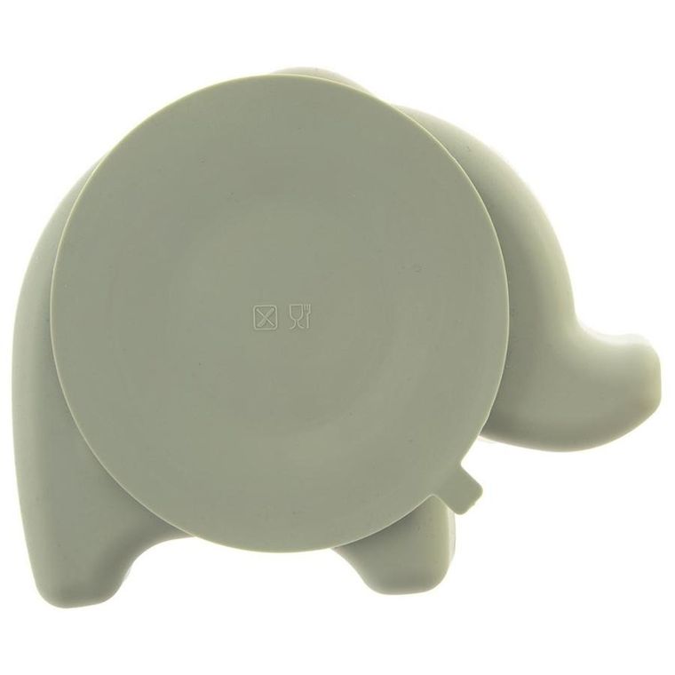 Orion, talerz dla dziecka, silikonowy, dzielony, zielony słonik, 23,5-19-3,5 cm