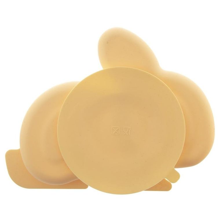 Orion, talerz dla dziecka silikonowy dzielon,y żółty zajączek, 23-18,5-3,5 cm