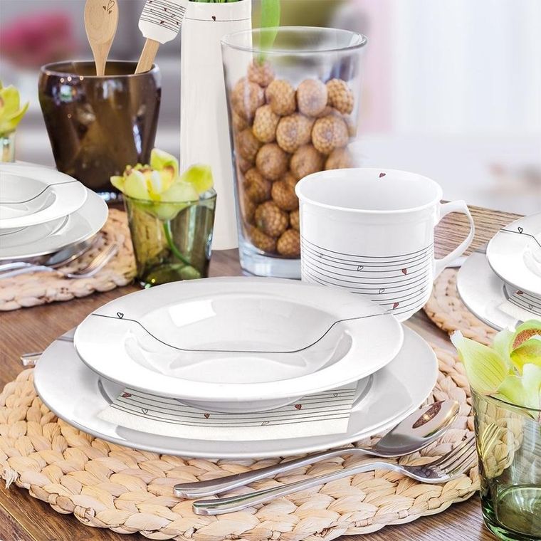 Orion, talerz obiadowy płytki porcelanowy biały, serduszka, 27 cm