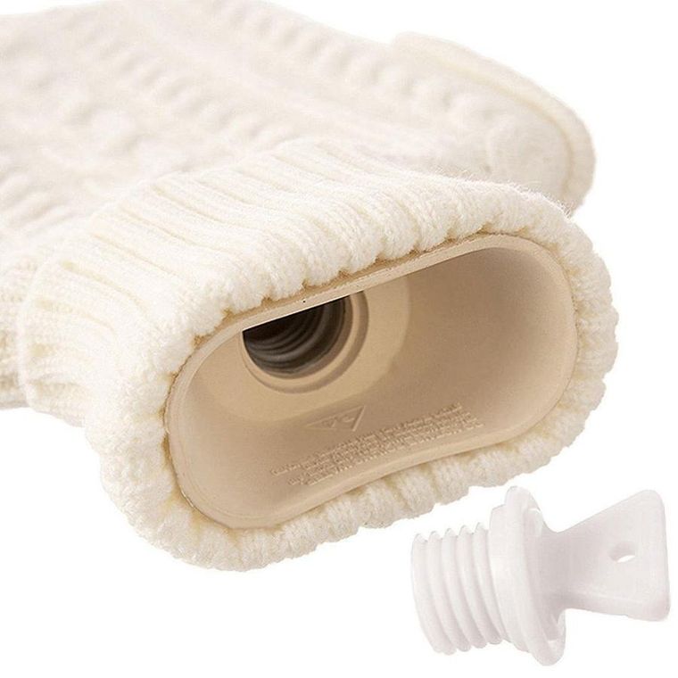 Orion, termofor gumowy w sweterku, beżowy, 1.6 l, 33-20 cm