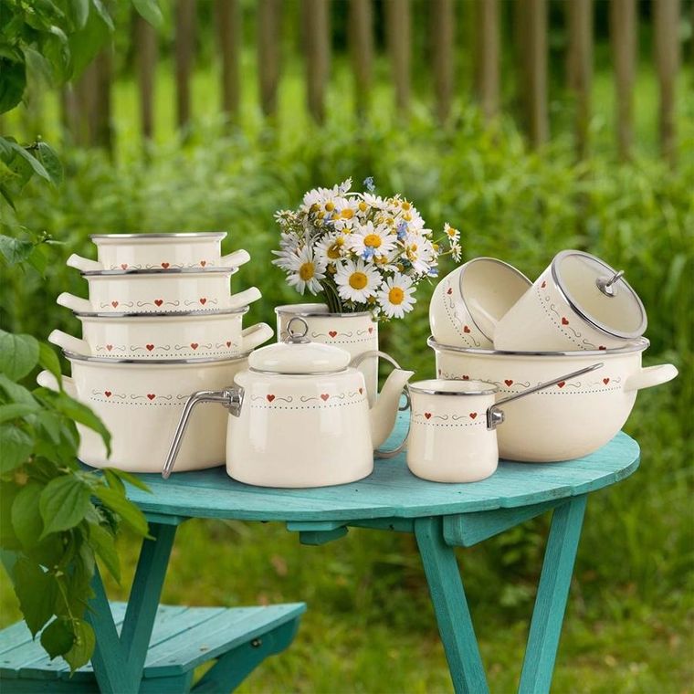 Orion, Tonca, miska emaliowana z uchwytami, kremowa, 33 cm, 5 l