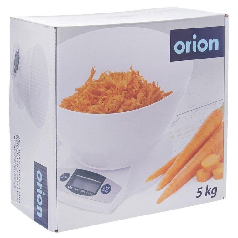Orion, waga kuchenna, biała elektroniczna, 5kg, 2.5 l