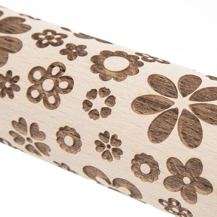 Orion, wałek do ciasta, obrotowy dekoracyjny, kwiaty, 39 cm