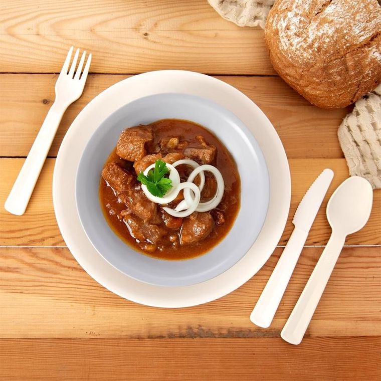 Orion, widelce stołowe, plastikowe kremowe, Sandy, 18 cm, 6 szt.