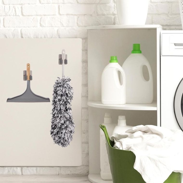 Orion, wieszak na mopa, miotłę i narzędzia, stalowy, samoprzylepny, 2 szt.