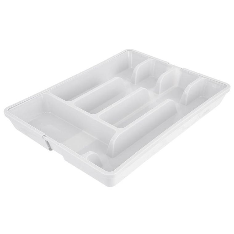 Orion, wkład na sztućce do szuflady, rozsuwany biały, 36.5-27.5 cm