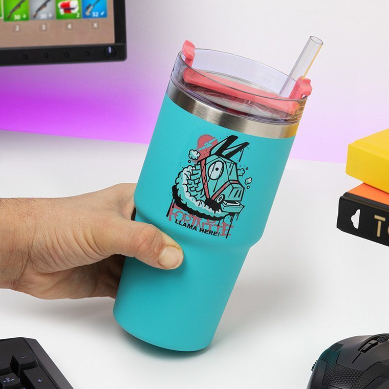 Paladone, Fortnite, kubek termiczny ze słomką, 600 ml