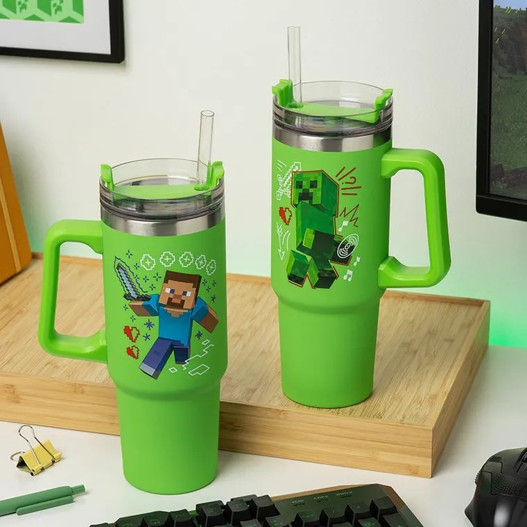 Paladone, Minecraft, kubek termiczny ze słomką, 900 ml