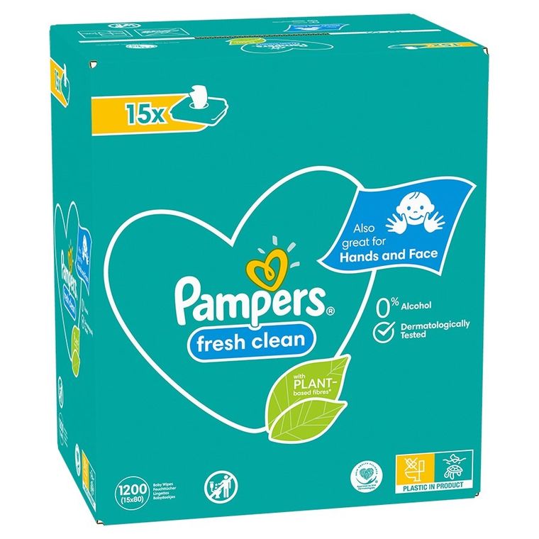 Pampers, Fresh Clean, chusteczki nawilżane, 15-80 szt.