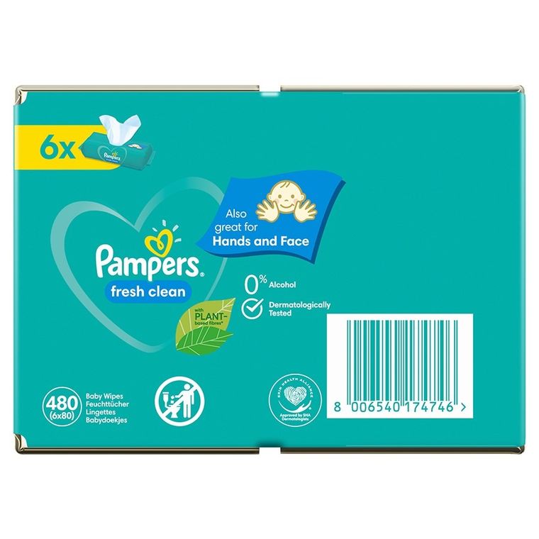 Pampers, Fresh Clean, chusteczki nawilżane dla niemowląt, 6-80 szt.