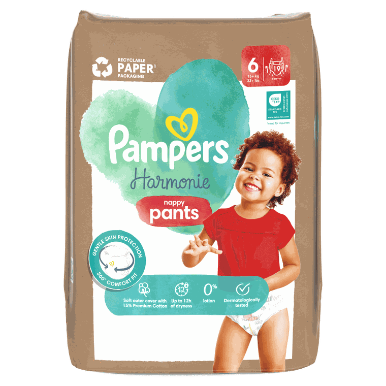 Pampers, Harmonie Baby, pieluchomajtki, rozmiar 6, 15 kg+, 19 szt.