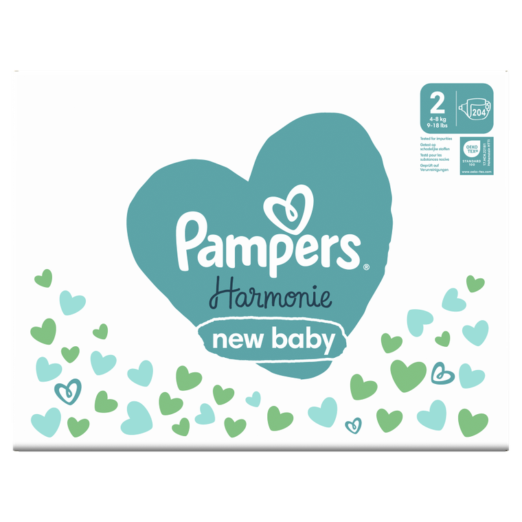 Pampers, Harmonie Baby, pieluchy jednorazowe, rozmiar 2, 4-8 kg, 204 szt.