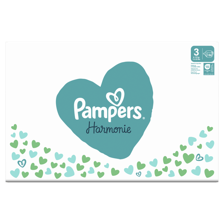 Pampers, Harmonie Baby, pieluchy jednorazowe, rozmiar 3, 6-10 kg, 186 szt.