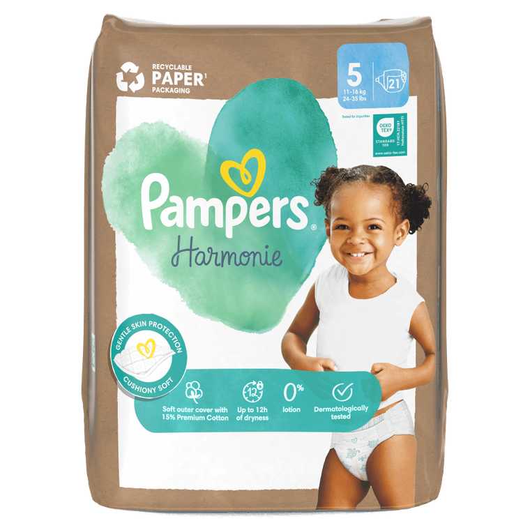 Pampers, Harmonie Baby, pieluchy jednorazowe, rozmiar 5, 11-16 kg, 21 szt.